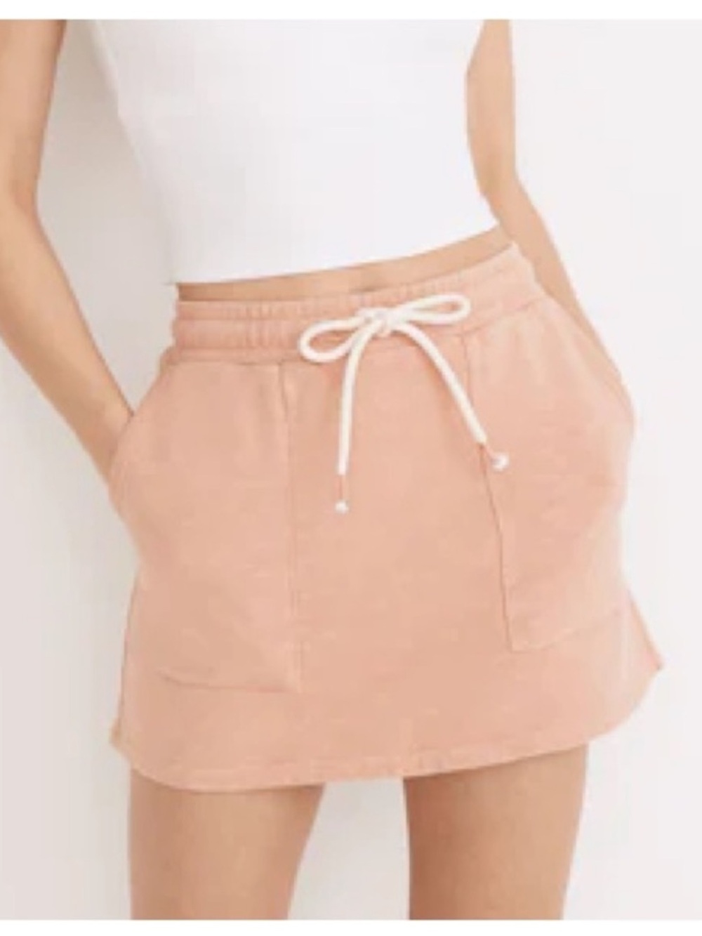 Madewell Peach Pull-On Mini Skirt with Drawstring